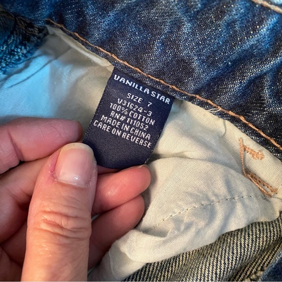 Vanilla Star Women's Blue Denim Fringy Shorts - Picture 5 of 5